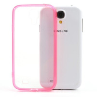 Твърд гръб за Samsung Galaxy S4 mini i9190 прозрачен с розов силиконов кант